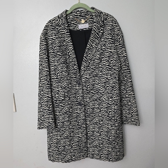 Per Una Black Mix Zebra Animal Print Lightweight Coat Size 6 US Size 10 UK - Picture 1 of 16
